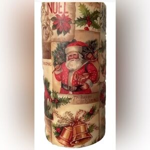 Vintage Holiday Elegance Unscented Candle Christmas Nostalgia 8”Tall Stable Wax